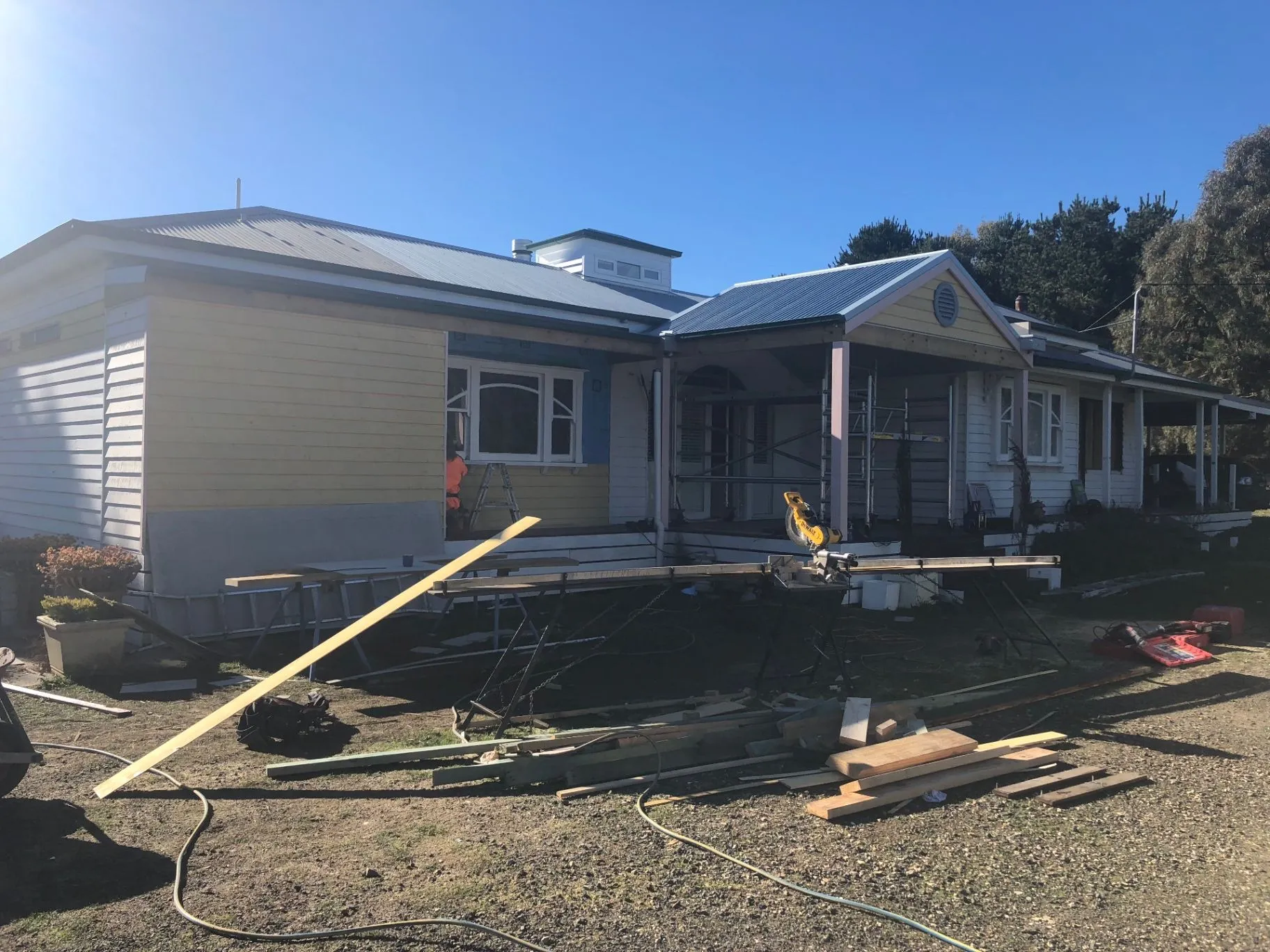 Kyneton home exterior during renovation with new roof and verandah work